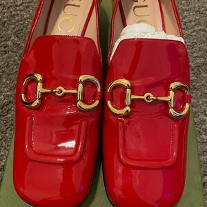 RED GUCCI LOAFERS WORN A FEW TIMES